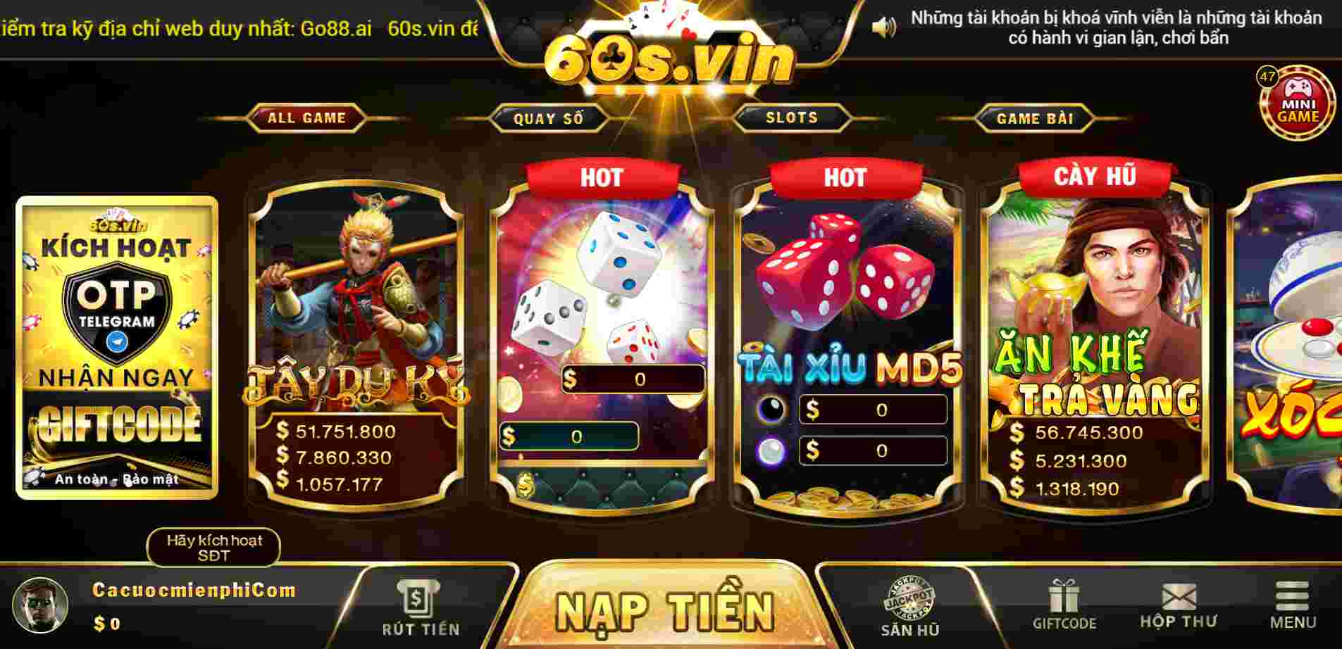 Hệ thống nạp và rút tiền tự động Awin68 2026 - Awin68